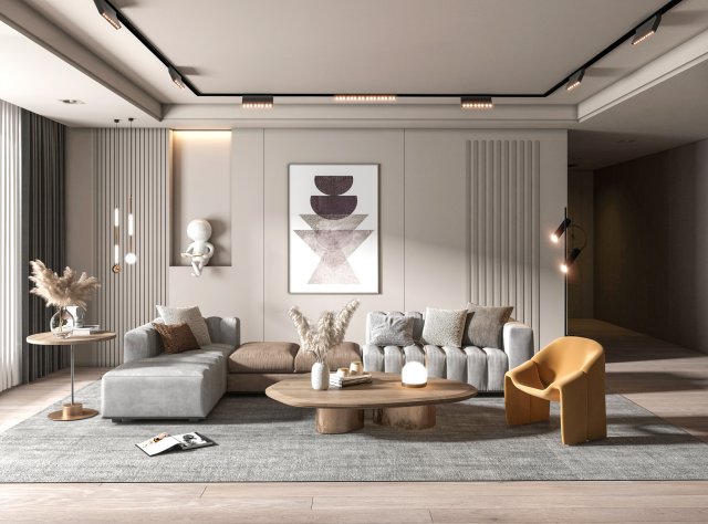 modern living room Modello 3D .c4d .max .obj .3ds .fbx .stl .blend 