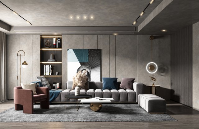 modern living room Modelo 3D .c4d .max .obj .3ds .fbx .stl .blend