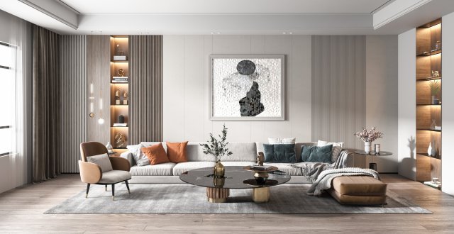modern living room 3D Модель .c4d .max .obj .3ds .fbx .stl .blend 