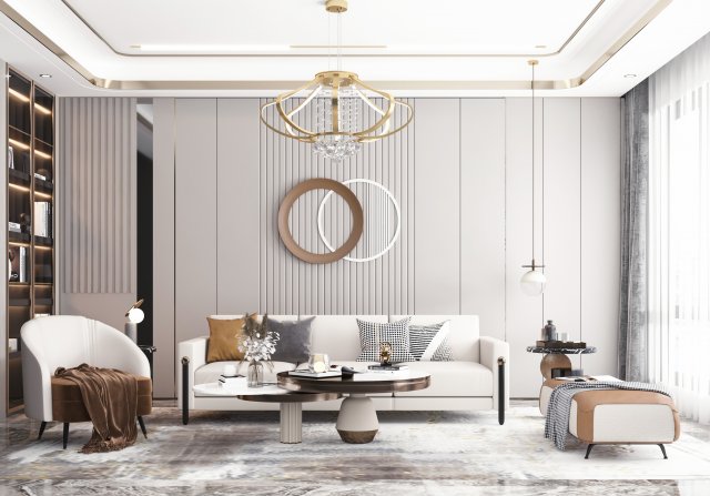 modern living room 3D Model .c4d .max .obj .3ds .fbx .stl .blend 