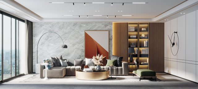 modern living room 3Dモデル .c4d .max .obj .3ds .fbx .stl .blend