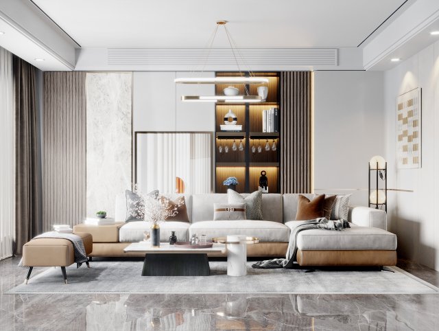 modern living room 3D मॉडल .c4d .max .obj .3ds .fbx .stl .blend 