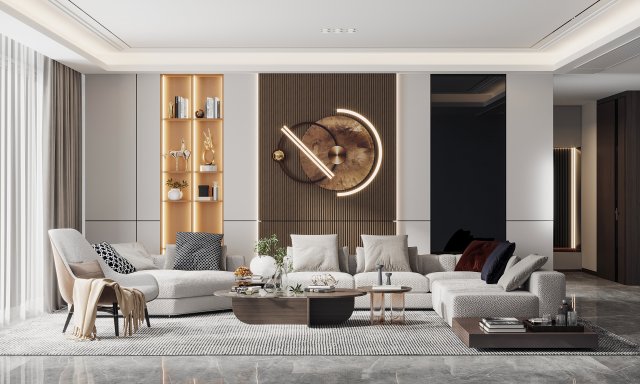 modern living room 3D मॉडल .c4d .max .obj .3ds .fbx .stl .blend 