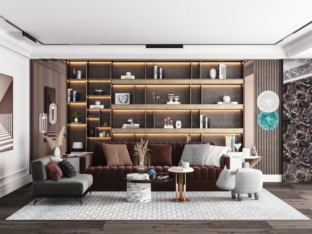 modern living room Modelo 3D .c4d .max .obj .3ds .fbx .stl .blend