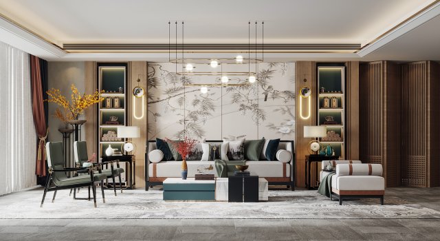 modern living room Model 3D .c4d .max .obj .3ds .fbx .stl .blend