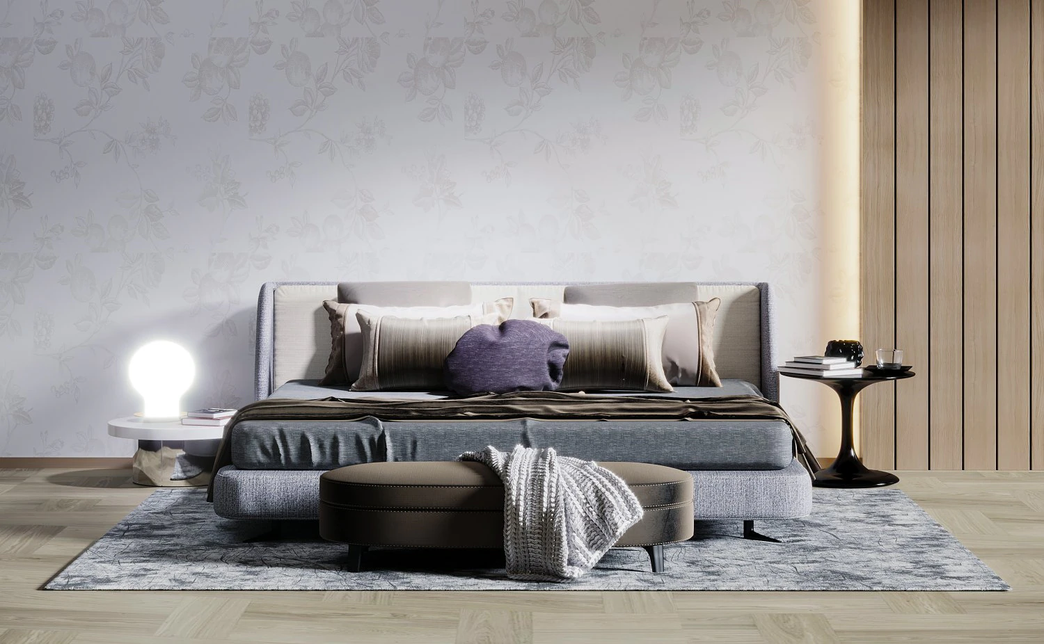 modern double bed 3D Model .c4d .max .obj .3ds .fbx .stl .blend 