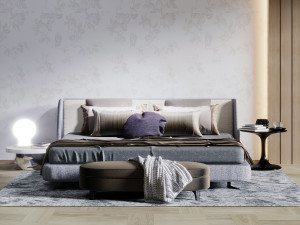 modern double bed 3D Model