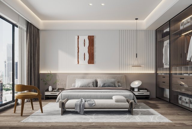 modern bedroom 3D Модель .c4d .max .obj .3ds .fbx .stl .blend 