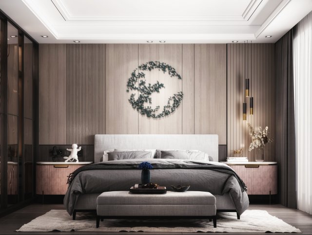 modern bedroom 3D Model .c4d .max .obj .3ds .fbx .stl .blend