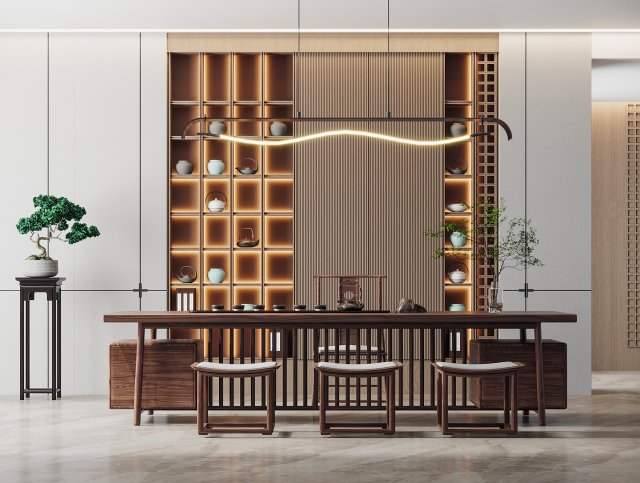 new chinese tea room 3D Модель .c4d .max .obj .3ds .fbx .stl .blend 