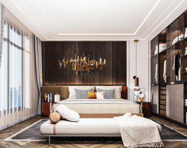 modern bedroom 3D Модель .c4d .max .obj .3ds .fbx .stl .blend 
