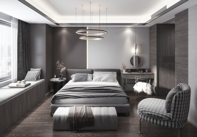 modern bedroom 3D Модель .c4d .max .obj .3ds .fbx .stl .blend 