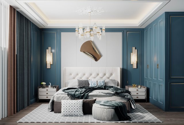 modern bedroom 3D Model .c4d .max .obj .3ds .fbx .stl .blend 