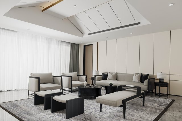 modern living room 3D Model .c4d .max .obj .3ds .fbx .stl .blend