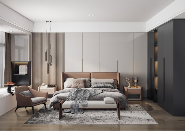 modern bedroom Modelo 3D .c4d .max .obj .3ds .fbx .stl .blend 