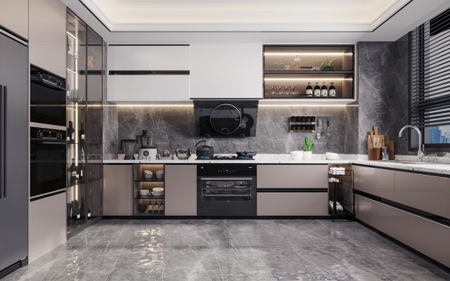 modern kitchen 3D Model .c4d .max .obj .3ds .fbx .stl .blend