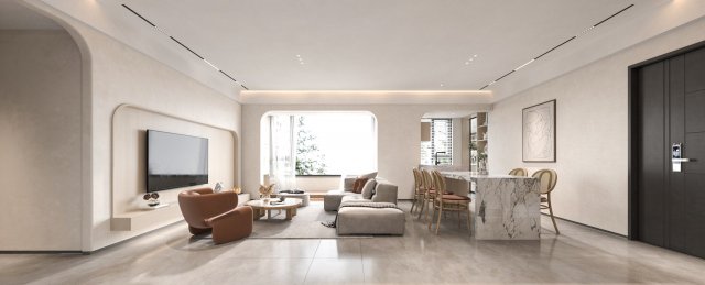modern living room and dining room 3D Модель .c4d .max .obj .3ds .fbx .stl .blend 