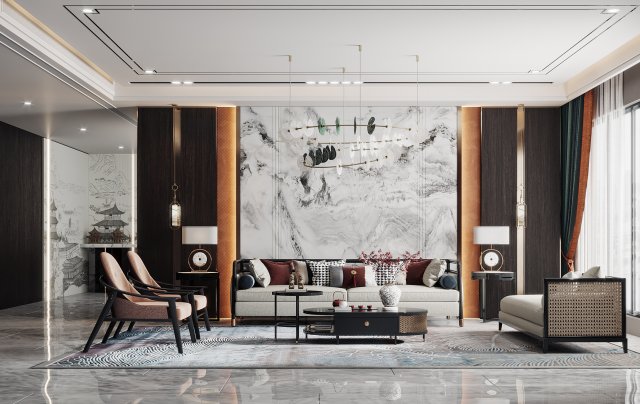 modern living room 3D Model .c4d .max .obj .3ds .fbx .stl .blend