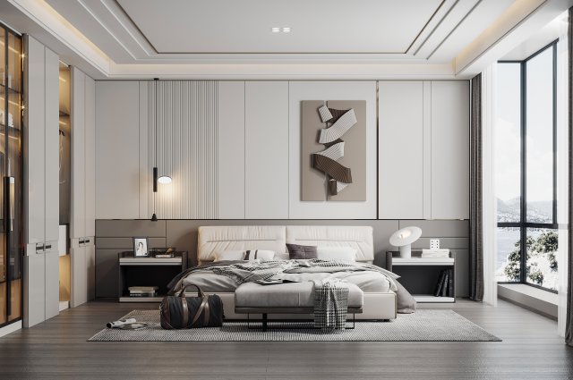 modern bedroom 3D 模型 .c4d .max .obj .3ds .fbx .stl .blend 