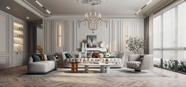 american living room Modelo 3D .c4d .max .obj .3ds .fbx .stl .blend 