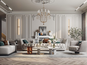 american living room Modèle 3D