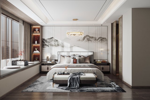 modern bedroom 3D Model .c4d .max .obj .3ds .fbx .stl .blend 