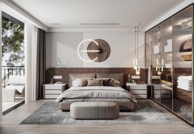 modern bedroom 3D Модель .c4d .max .obj .3ds .fbx .stl .blend 