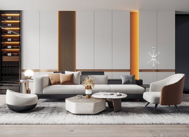modern living room Model 3D .c4d .max .obj .3ds .fbx .stl .blend 