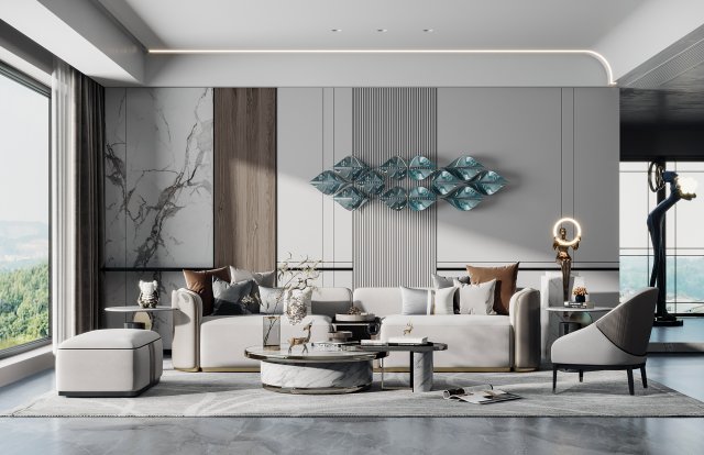 modern living room 3D Модель .c4d .max .obj .3ds .fbx .stl .blend 