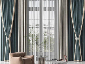 现代窗帘 3D 模型