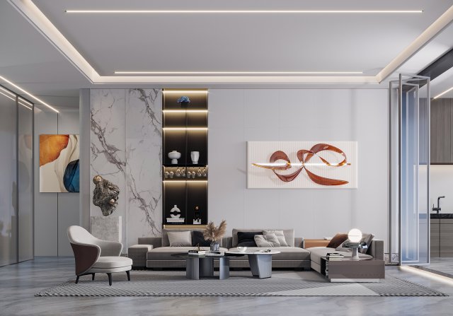modern living room 3D मॉडल .c4d .max .obj .3ds .fbx .stl .blend 
