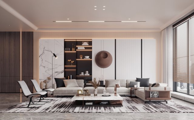 modern living room Model 3D .c4d .max .obj .3ds .fbx .stl .blend 