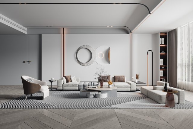 modern living room 3D Модель .c4d .max .obj .3ds .fbx .stl .blend 