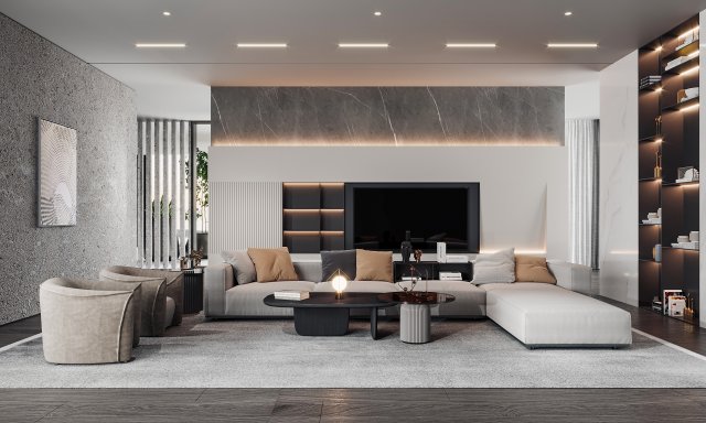 modern living room Model 3D .c4d .max .obj .3ds .fbx .stl .blend 