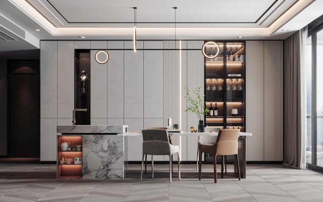 modern restaurant Modello 3D .c4d .max .obj .3ds .fbx .stl .blend 