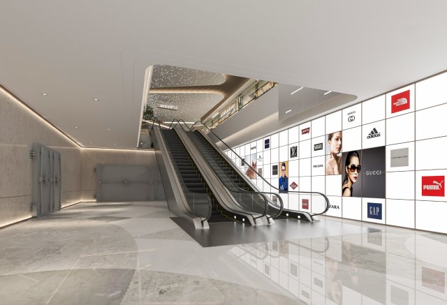 modern shopping mall 3D Модель .c4d .max .obj .3ds .fbx .stl .blend 