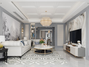 american living room 3D Model