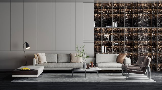 modern living room 3D Model .c4d .max .obj .3ds .fbx .stl .blend 