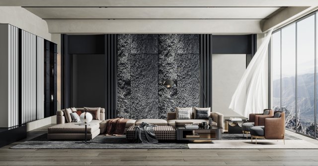 modern living room 3D Model .c4d .max .obj .3ds .fbx .stl .blend 