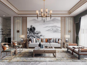 현대적인 거실 3D 모델