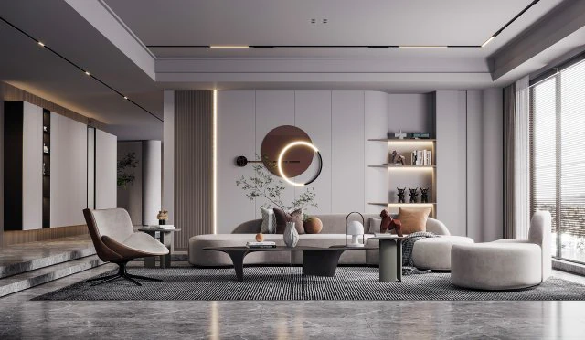 сучасна вітальня 3D Модель .c4d .max .obj .3ds .fbx .stl .blend 