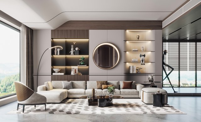 modern living room Modèle 3D .c4d .max .obj .3ds .fbx .stl .blend 