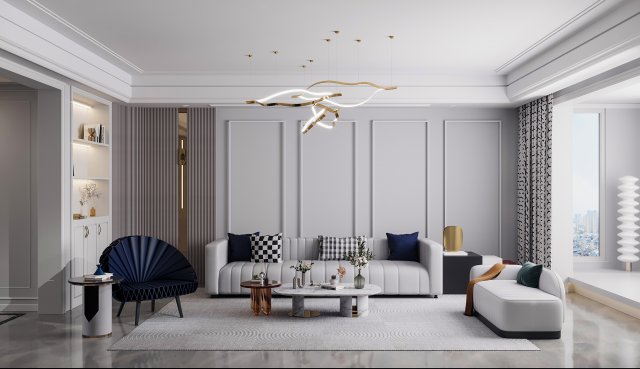 modern living room Modelo 3D .c4d .max .obj .3ds .fbx .stl .blend 