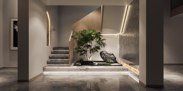 modern staircase 3D Model .c4d .max .obj .3ds .fbx .stl .blend