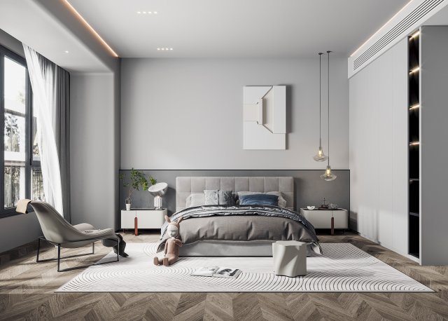 modern bedroom Model 3D .c4d .max .obj .3ds .fbx .stl .blend 