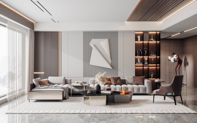 modern living room Modelo 3D .c4d .max .obj .3ds .fbx .stl .blend 