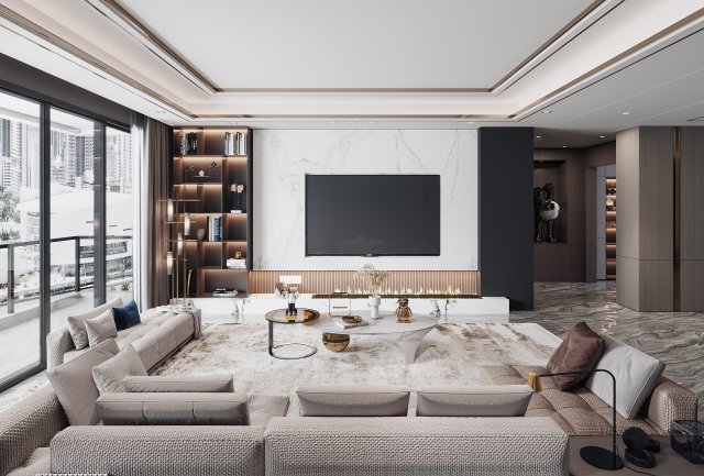 modern living room 3D Model .c4d .max .obj .3ds .fbx .stl .blend 