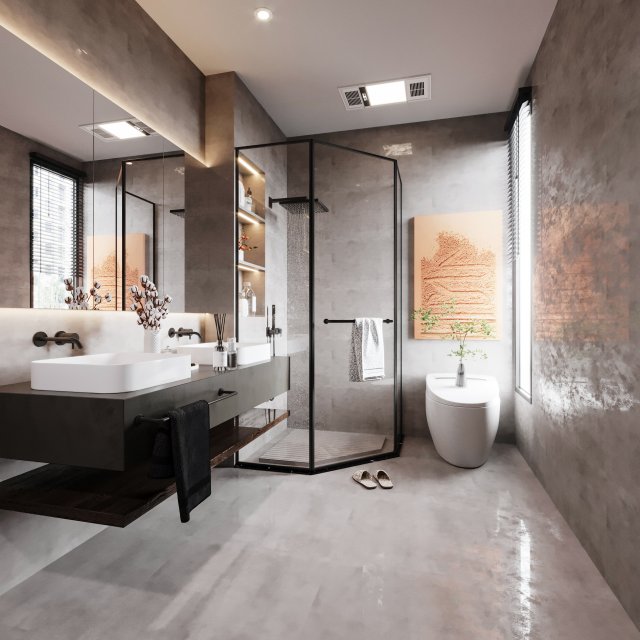 modern toilet bathroom 3D Model .c4d .max .obj .3ds .fbx .stl .blend 
