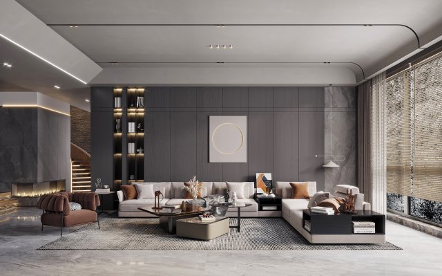 modern living room Modèle 3D .c4d .max .obj .3ds .fbx .stl .blend 