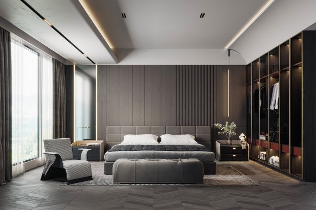 modern bedroom Model 3D .c4d .max .obj .3ds .fbx .stl .blend 